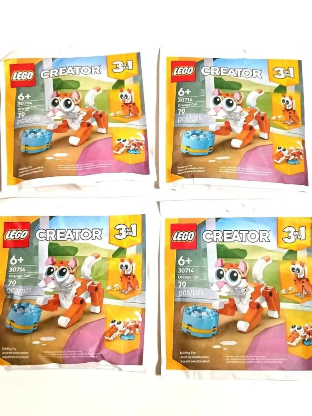 LEGO Creator 3-in-1 Orange Cat Set 30714 Paper Bag Packaging New Sealed Qty 4